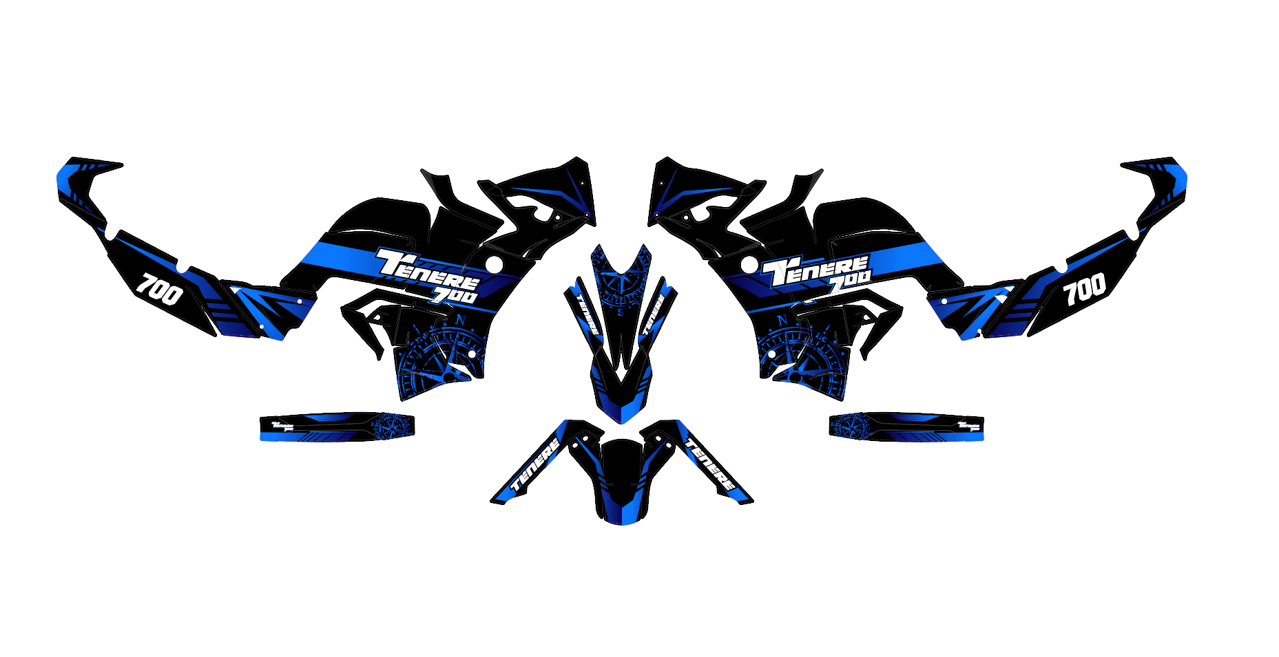 kit déco yamaha 700 tenere world raid horloge bleu