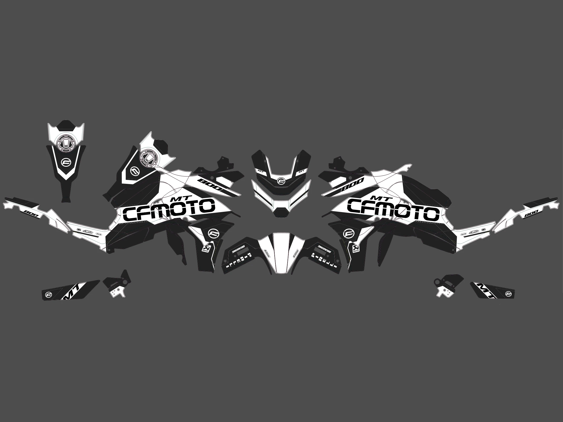 kit déco cf moto 800 mt racing blanc