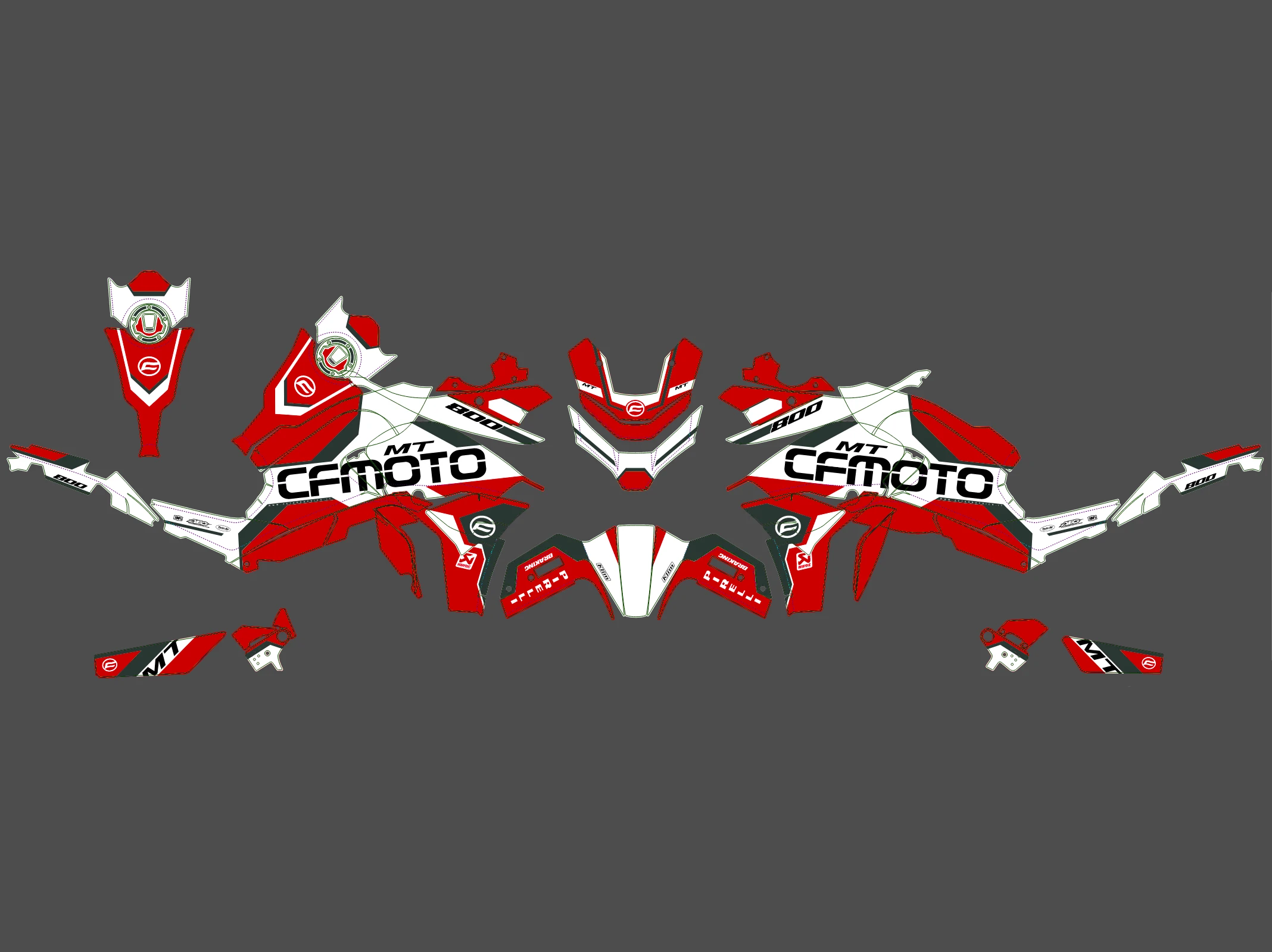 kit déco cf moto 800 mt racing rouge
