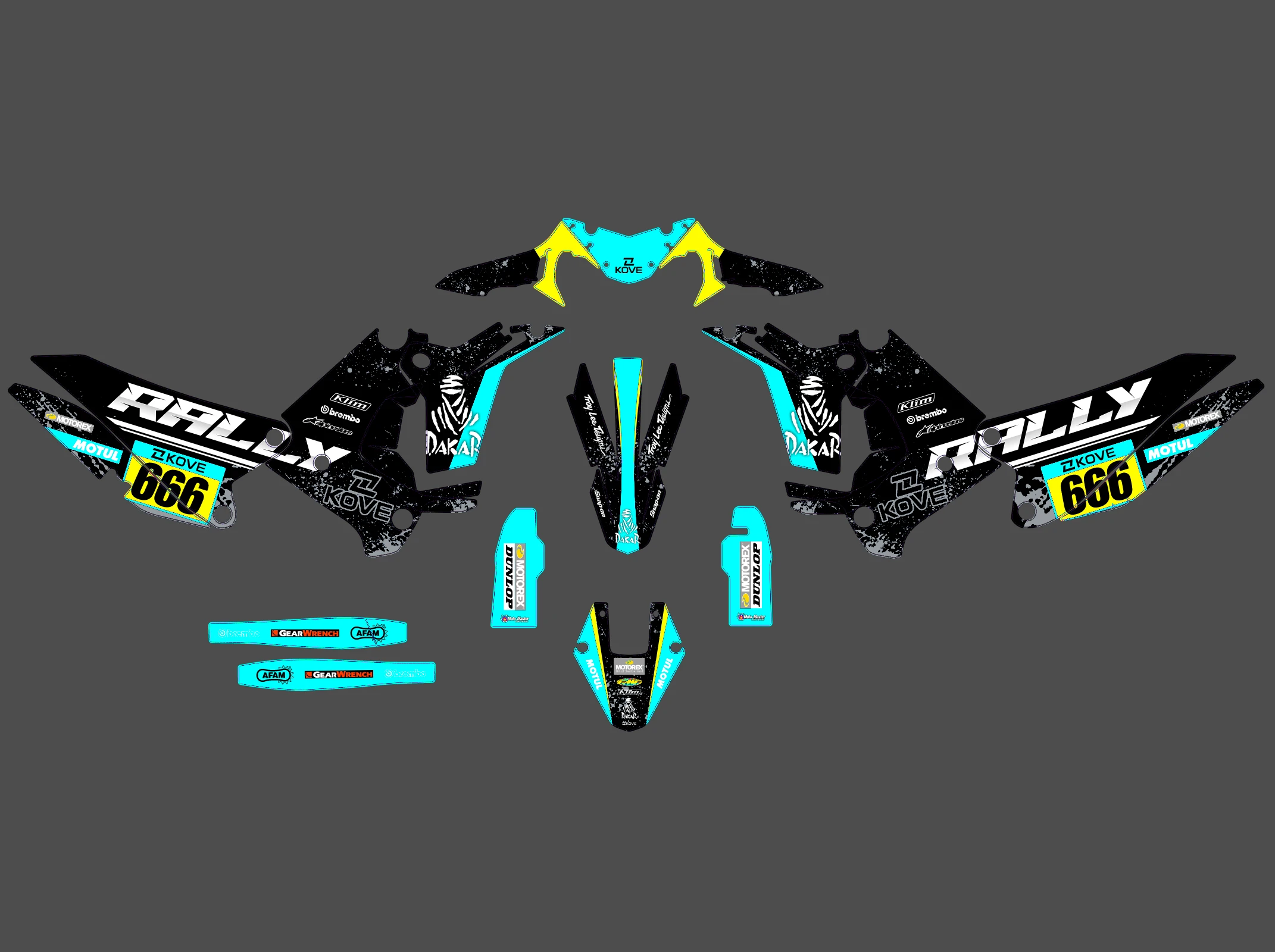 kit déco kove 450 rally race cyan