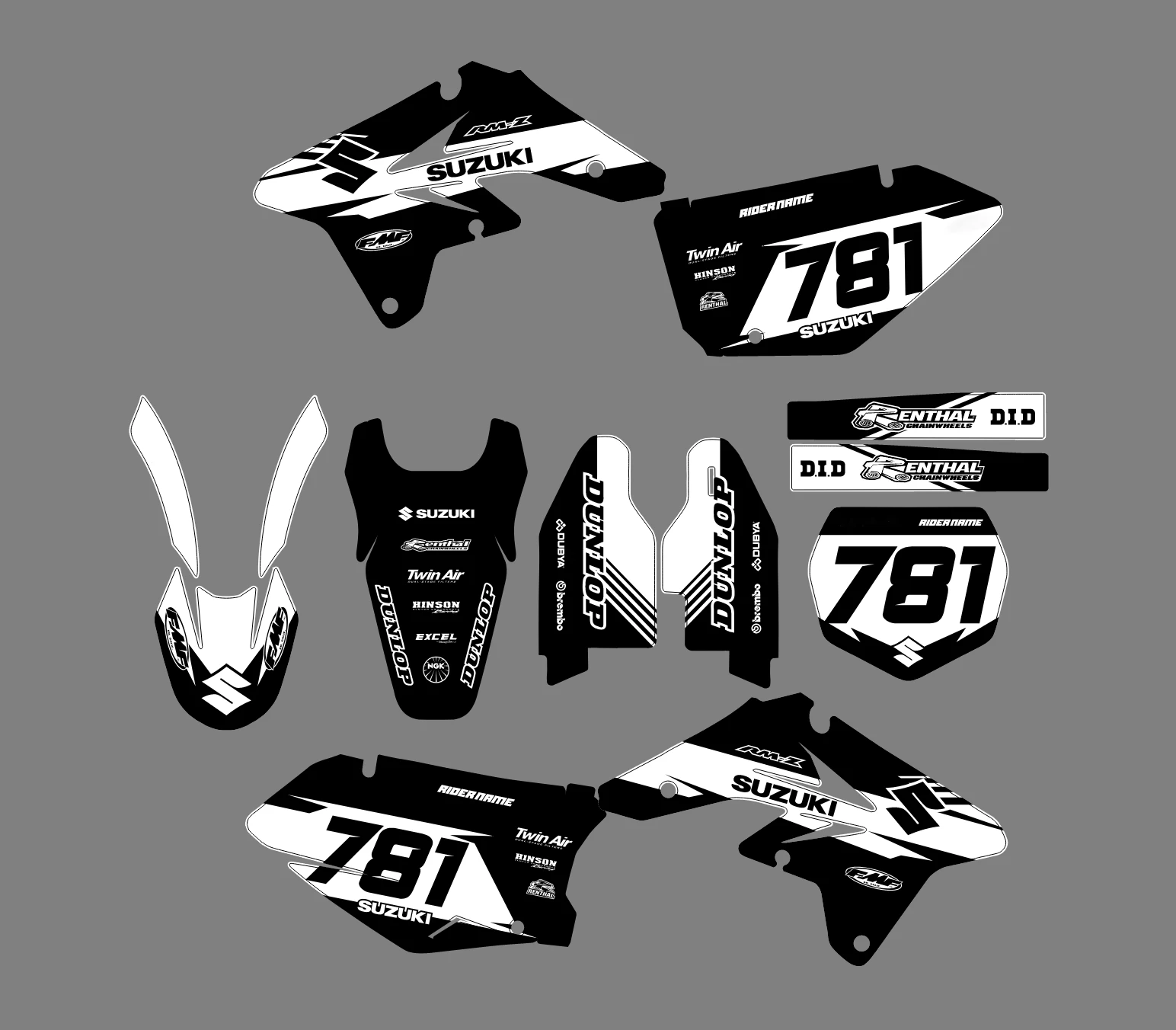kit déco suzuki 250 rmz (2007 2009) race noir