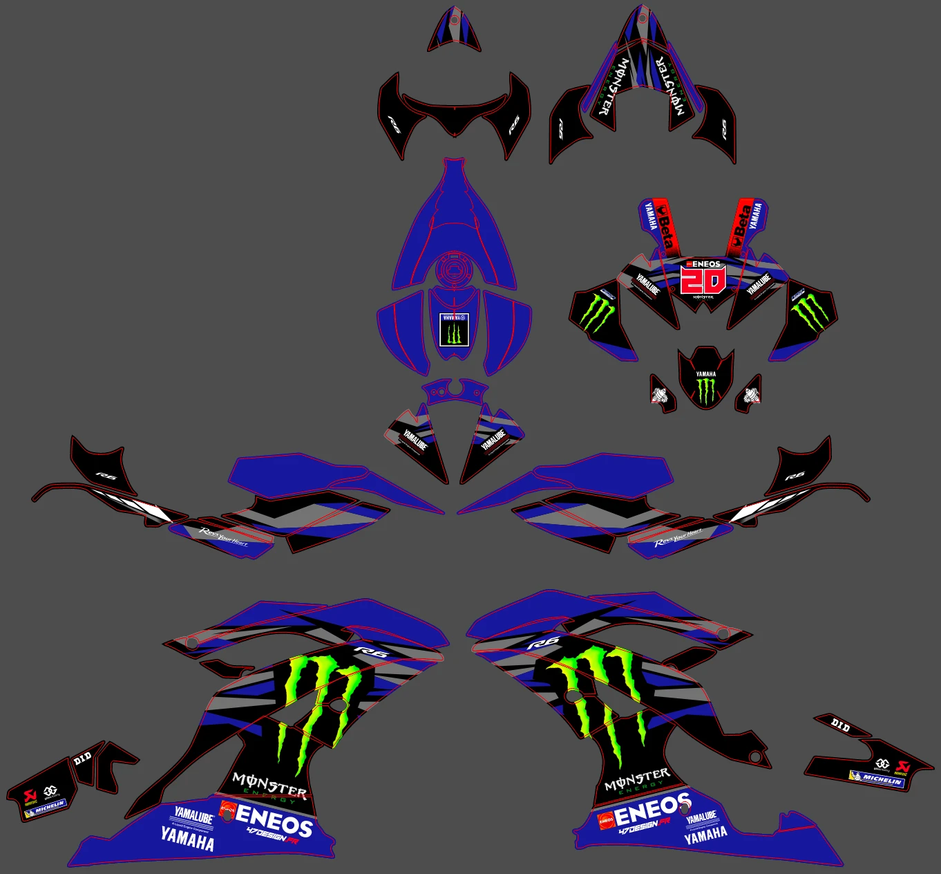 kit déco yamaha r6 replica monster
