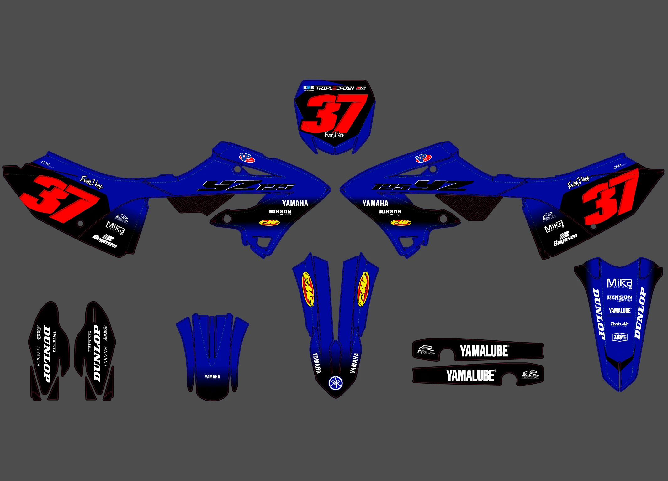 kit déco yamaha 125 yz (2022 2024) factory rouge