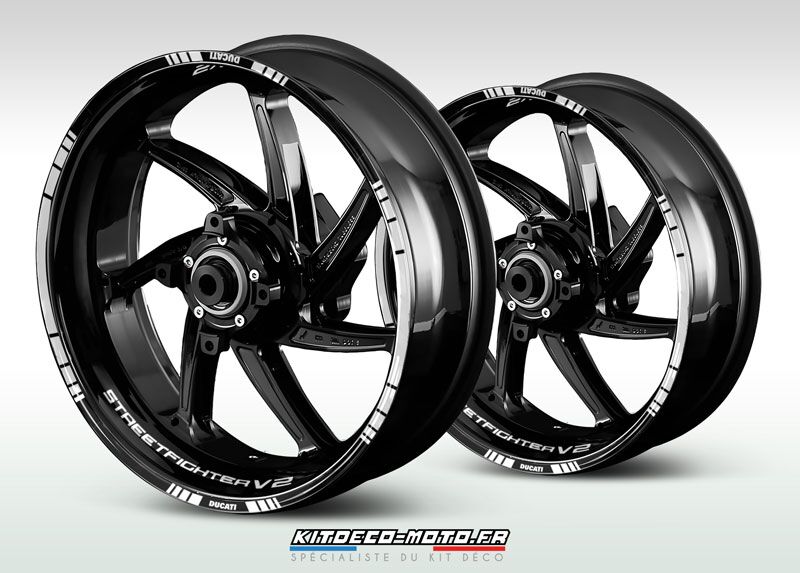 sticker jante moto ducati streetfighter v2 blanc