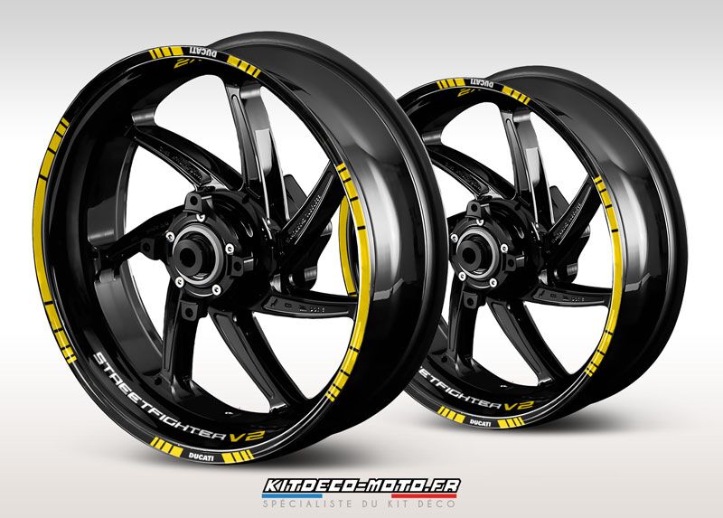 sticker jante moto ducati streetfighter v2 jaune