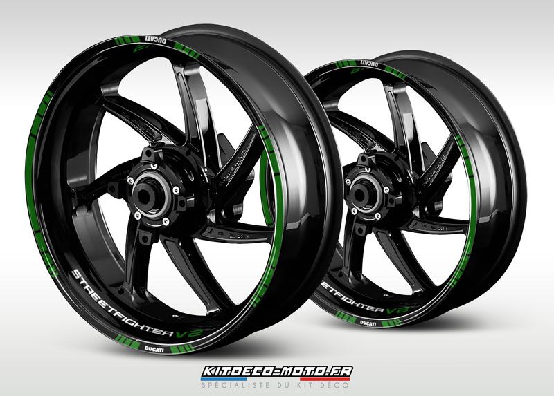 sticker jante moto ducati streetfighter v2 vert fonce