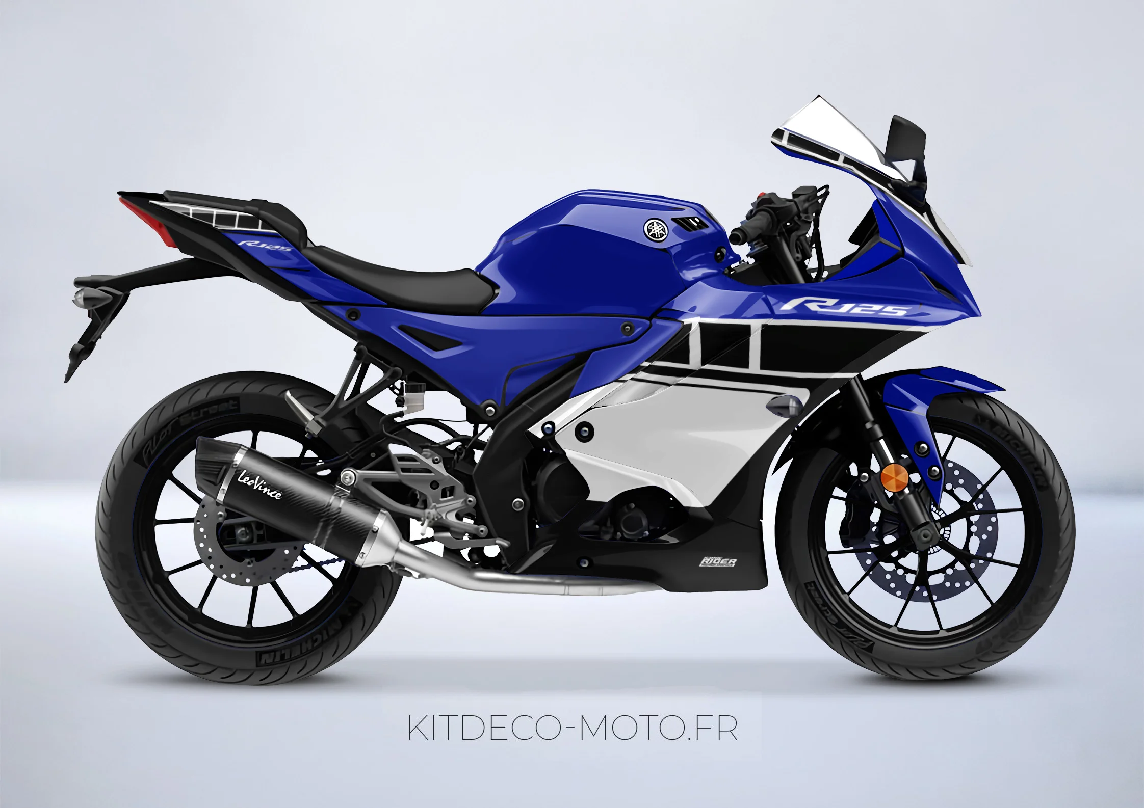 kit deco yamaha yzf r 125 anniversaire bleu