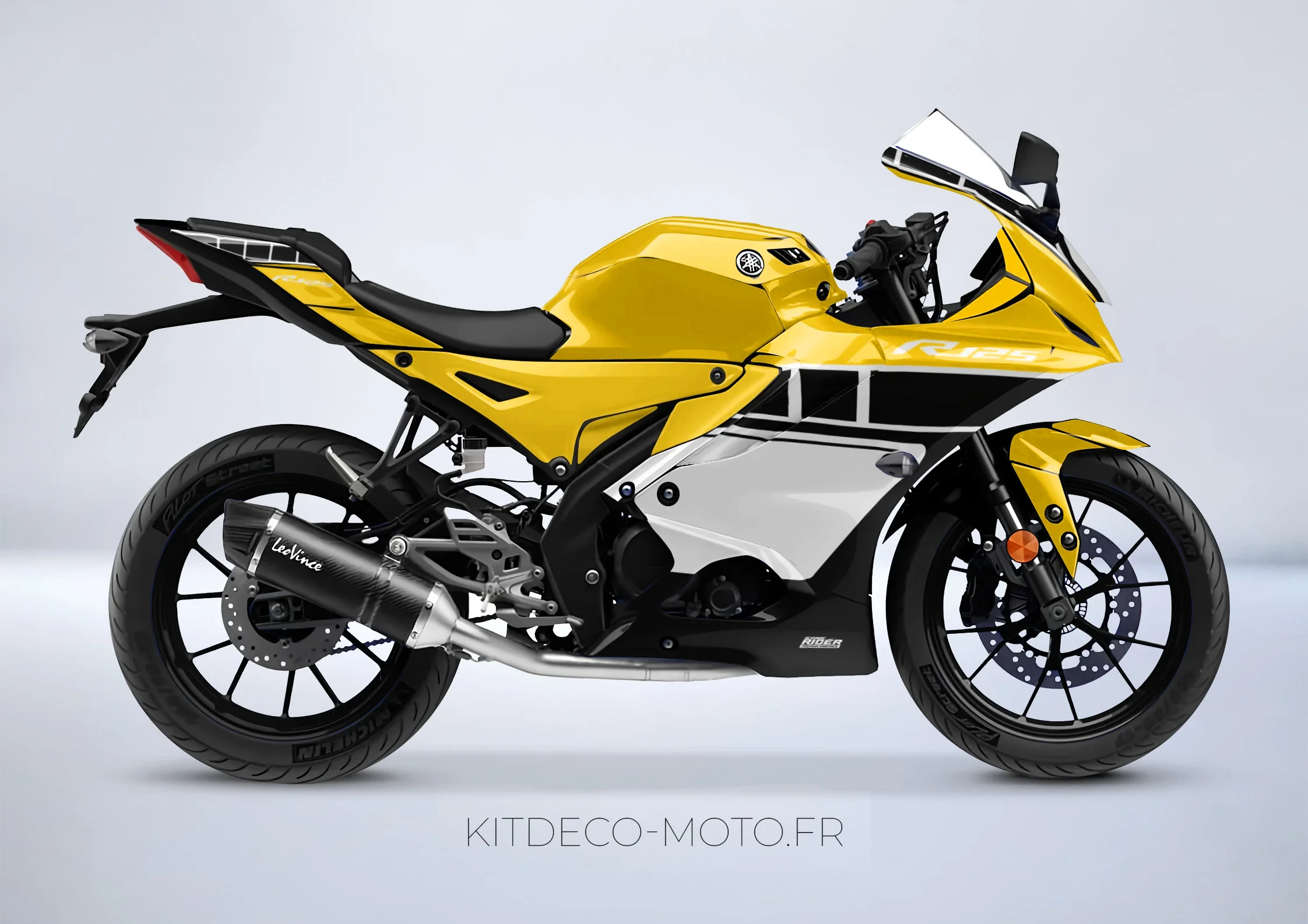 kit deco yamaha yzf r 125 anniversaire jaune