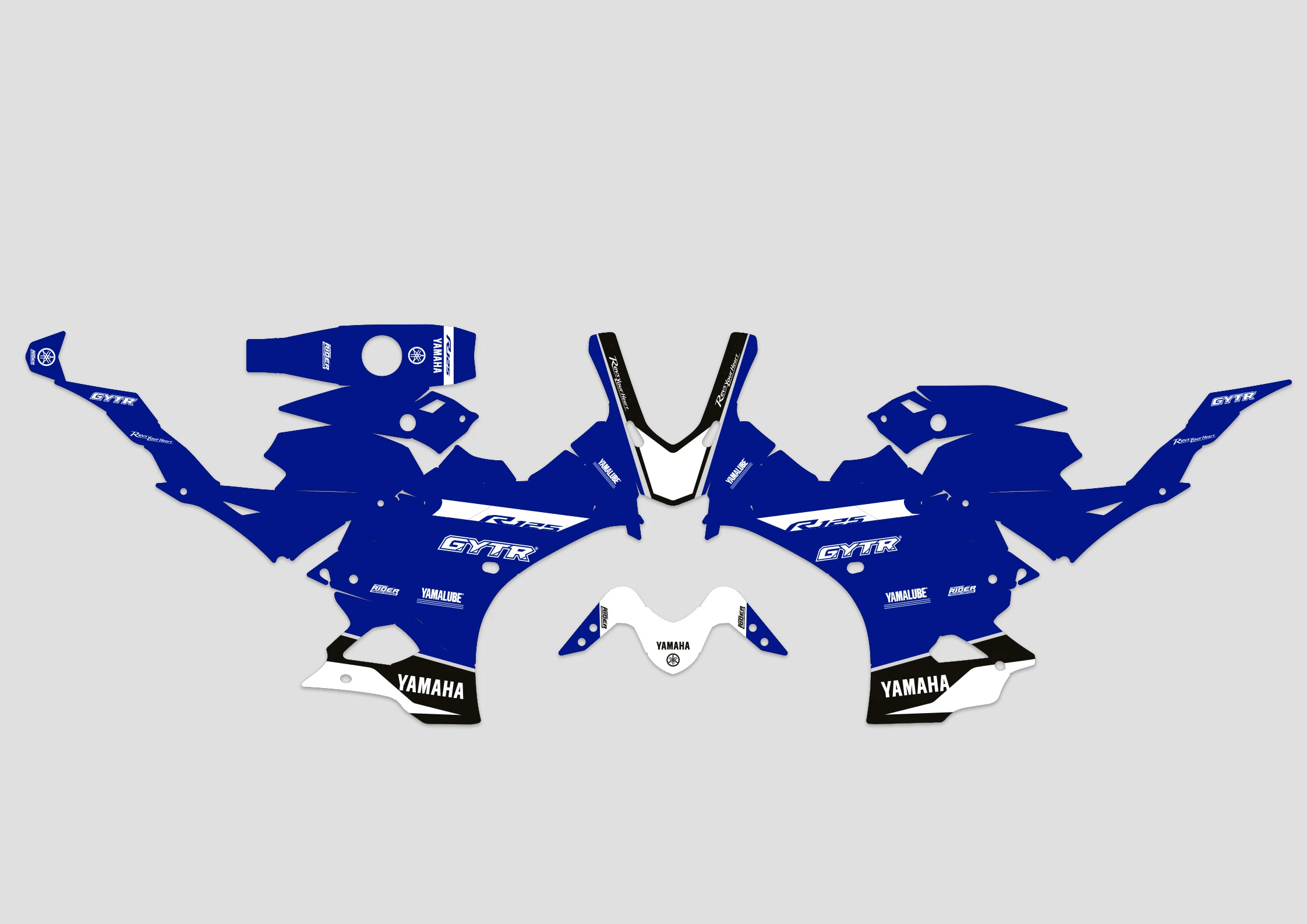 kit deco yamaha yzf r 125 gytr bleu maquette