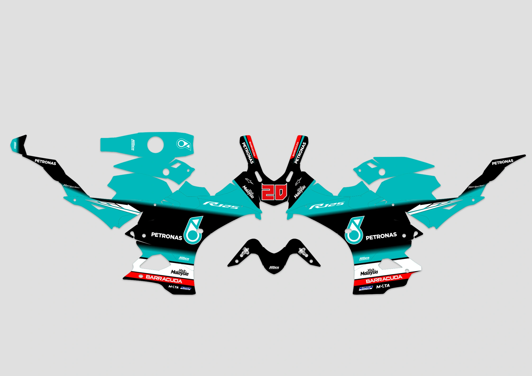 kit deco yamaha yzf r 125 petronas maquette