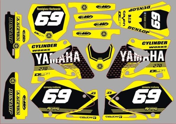 Graphic Kit Yamaha Yz 125 250 2002 2012 Yellow 2 (non Fluo, Fluo Optional)