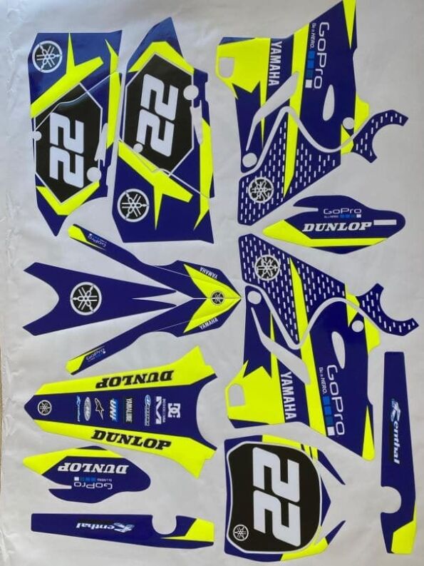 Kit Déco Yamaha Motocross Yz Yzf Yze Fluo Blue