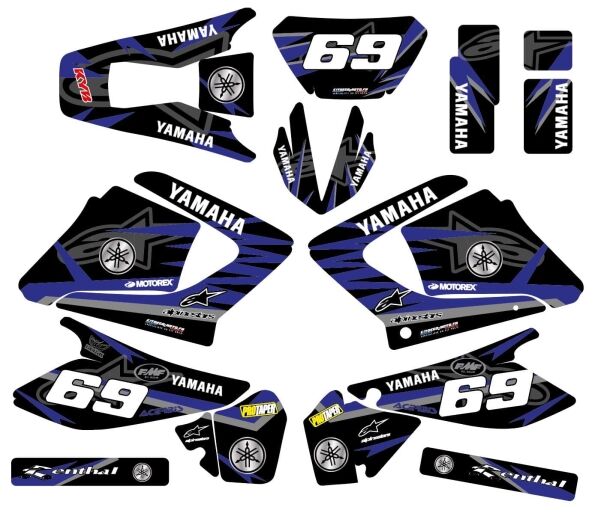 Yamaha 125 Dt Dtr Dtre Dtx Alpinestars Motorcycle Graphic Kit Blue Black