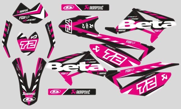 kit gráfico beta 50cc fábrica de corrida rosa