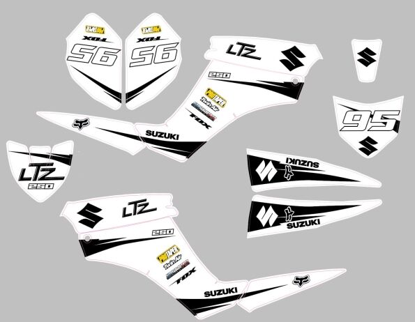 suzuki 250 ltz quad white graphic kit