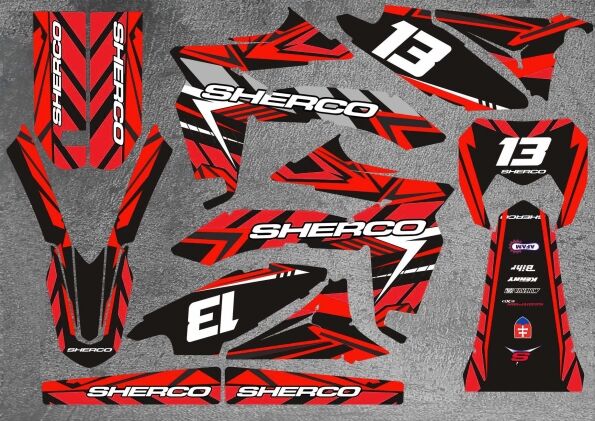 sherco 50 sm graphic kit – red karem