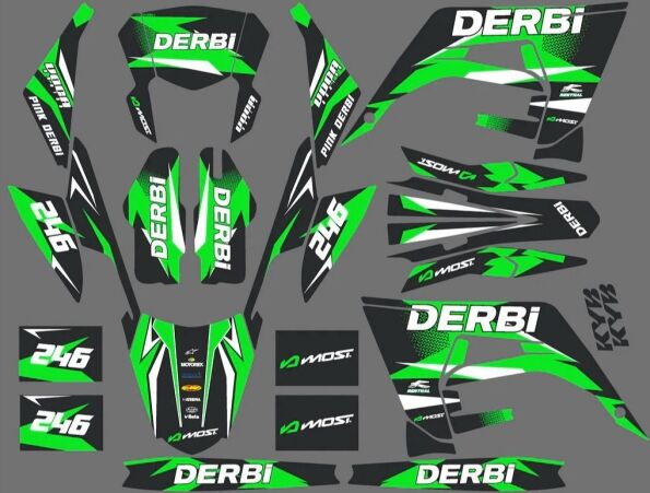 derbi 50 2018 2021 kit gráfico verde de corrida