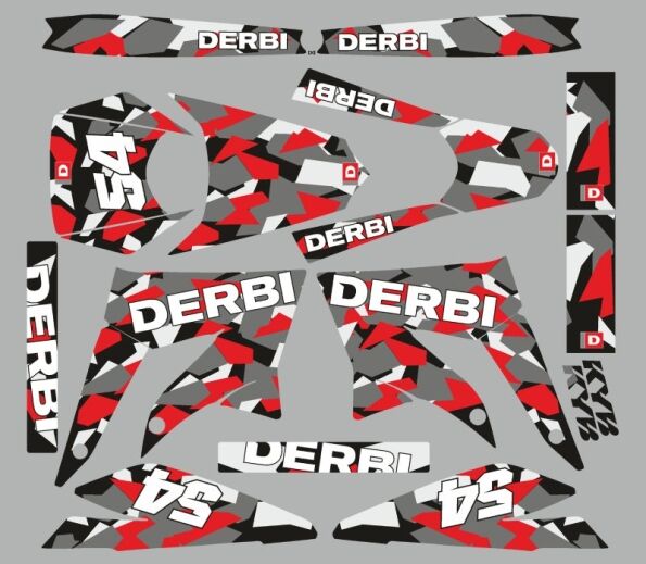 Derbi 50 x treme / Racing-Camouflage-Rot-Grafikkit