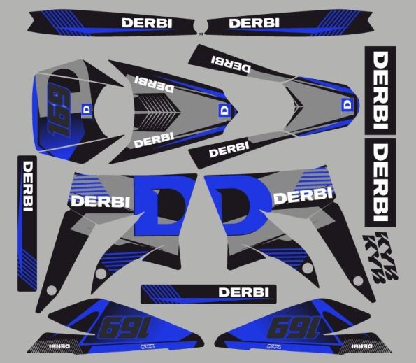 Kit-deco-derbi 50 x treme / racing gotam blau