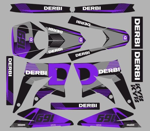 kit-deco-derbi 50 x treme / racing gotam lila