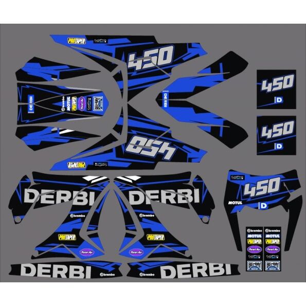 kit deco derbi 50 fairing tnt monster blue