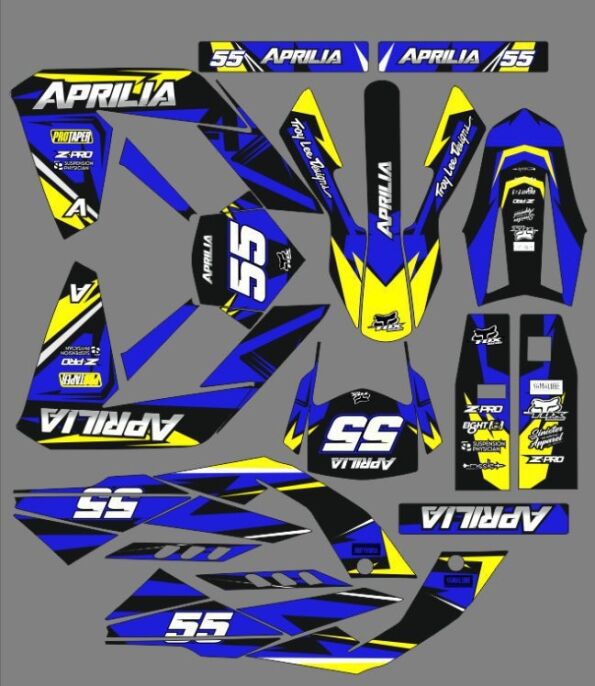 graphic kit aprilia 50 rx / sx (2006 2017) craft blue / yellow