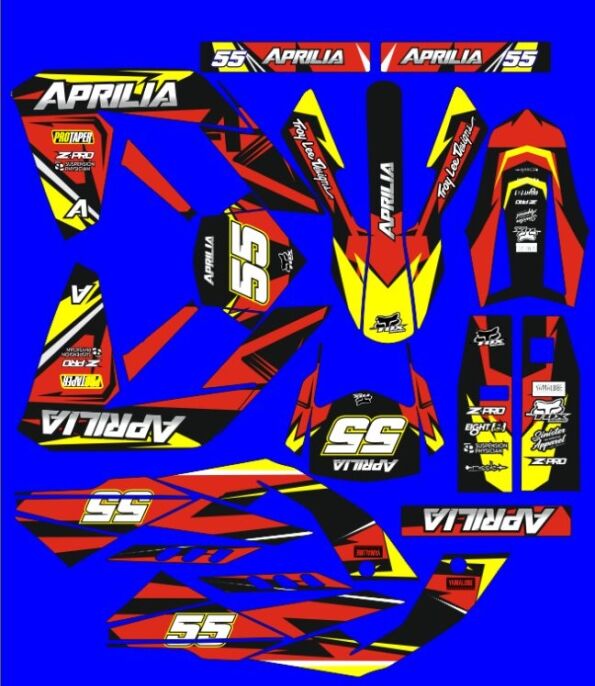 graphic kit aprilia 50 rx / sx (2006 2017) craft red / yellow