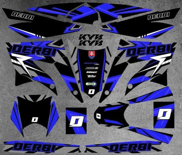 kit-deco-derbi 50 x treme / racing carem blau