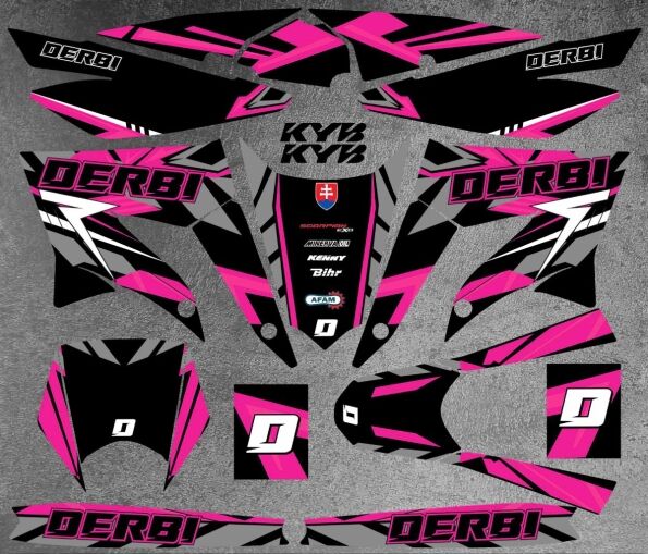 kit-deco-derbi 50 x treme / racing carem pink