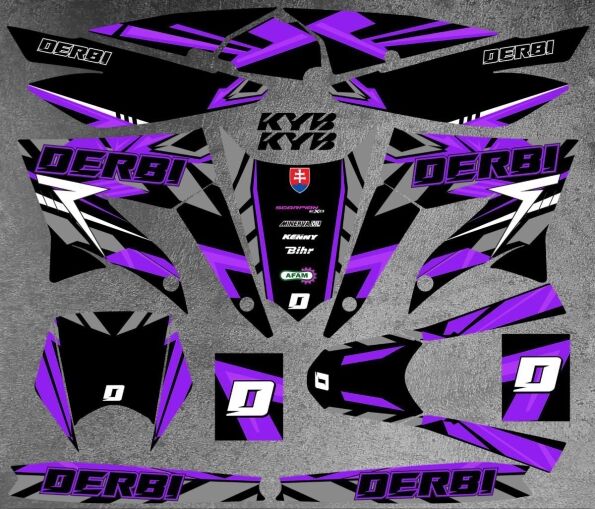 kit-deco-derbi 50 x treme / racing carem lila