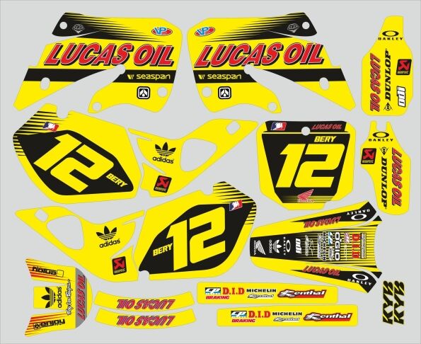 Honda 125 / 250 Cr (1997 1999) Grafikkit – Lucas Oil Yellow