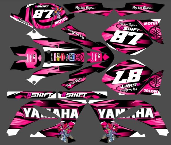 Zestaw graficzny yamaha dt 50 – różowy motocykl