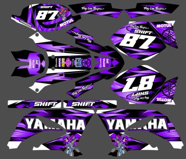 Zestaw graficzny yamaha dt 50 – motocykl fioletowy