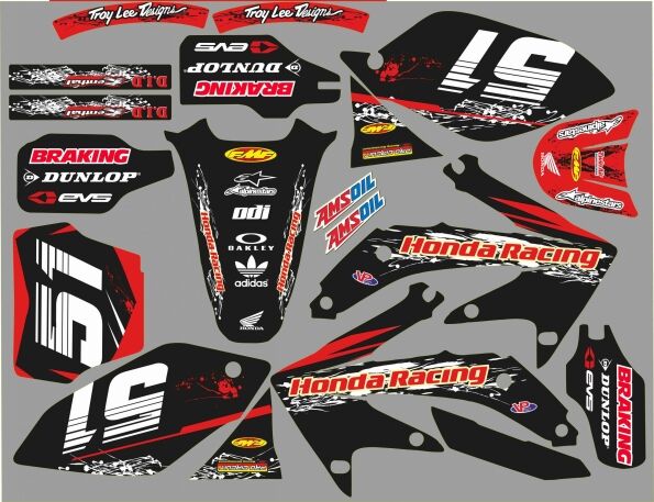 graphic kit honda 450 crf (2005 2008) racing black