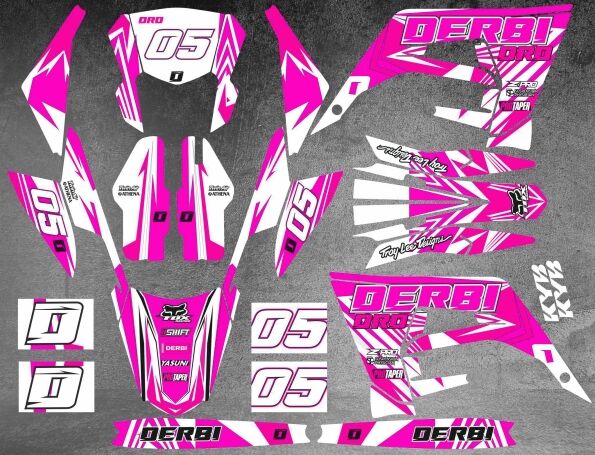 kit deco derbi 50 2018 2021 artesanato branco / rosa