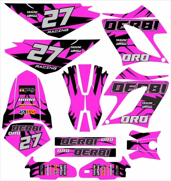 kit deco derbi 50 drd racing karem rosa