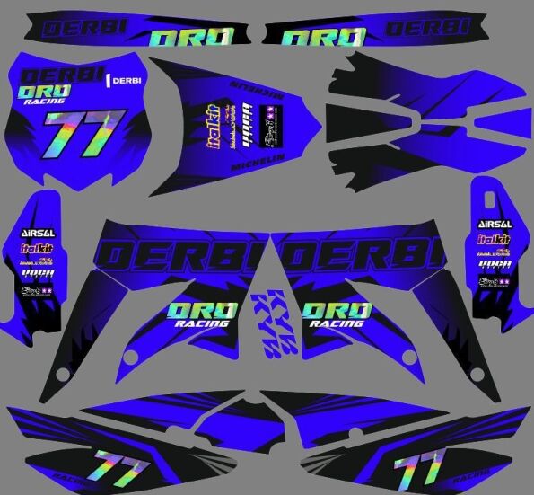 derbi 50 x treme / racing multi blaues grafik-kit