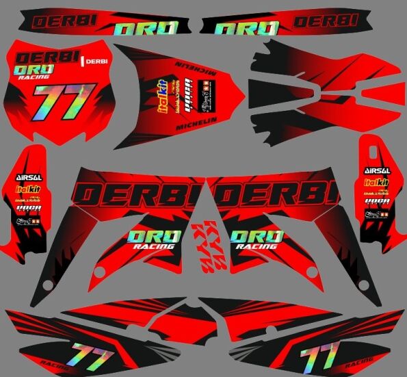 derbi 50 x treme / racing multi red graphic kit