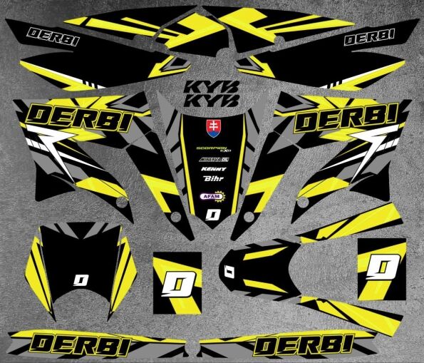 Derbi 50 x treme / Racing Carem gelbes Grafik-Kit