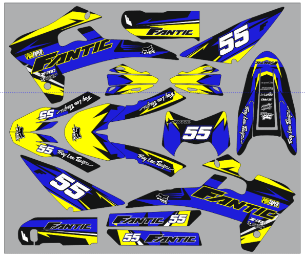 fantic xm / xe 50 graphic kit – craft blue / yellow
