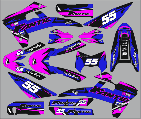 fantic xm / xe 50 graphic kit – craft blue / pink