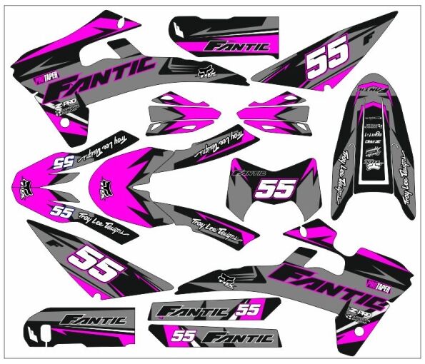 fantic xm / xe 50 graphic kit – craft gray / pink