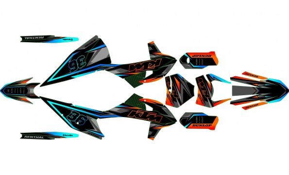 graphic kit ktm exc / exc f (2020 2023) colors mixed