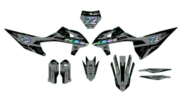 graphic kit ktm exc / exc f (2020 2023) racing gray (holographic optional)