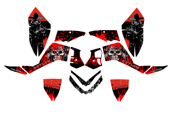 kit déco polaris 500 outlaw skull rouge