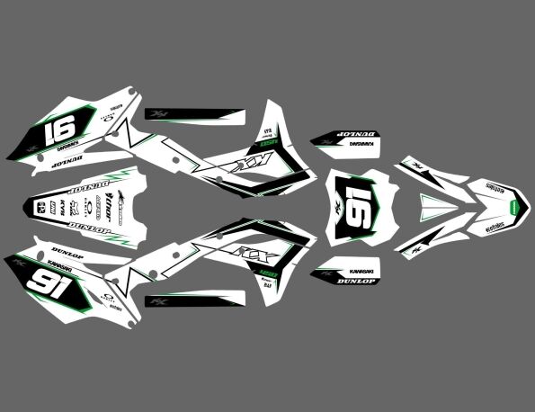 Kawasaki 250 kxf (2017 2020) zestaw graficzny białej rasy