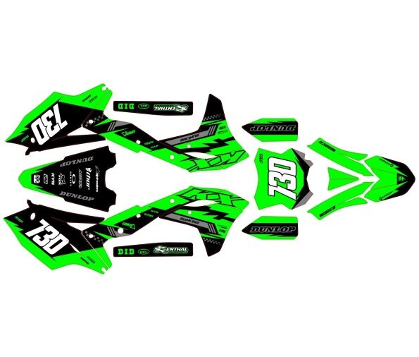 kawasaki 250 kxf (2017 2020) wyścigowy zielony zestaw graficzny