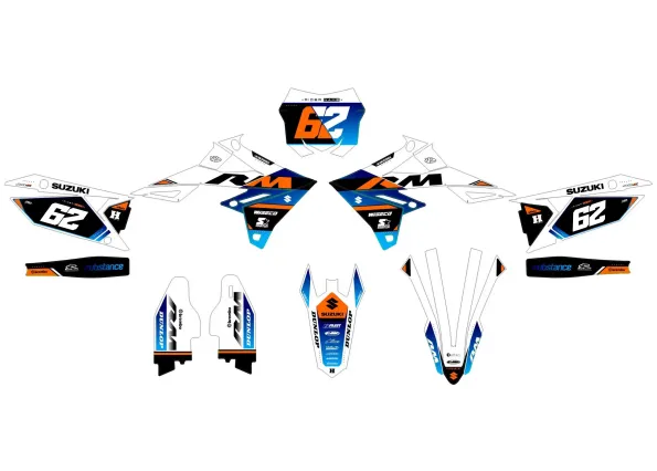 suzuki 250 rmz (2019 2024) kit gráfico laranja de fábrica