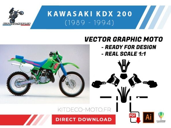 template kawasaki 200 kdx (1989 1994) vector