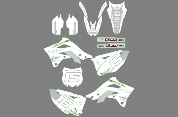 Kawasaki 250 kxf (2013 2016) zestaw graficzny białej rasy